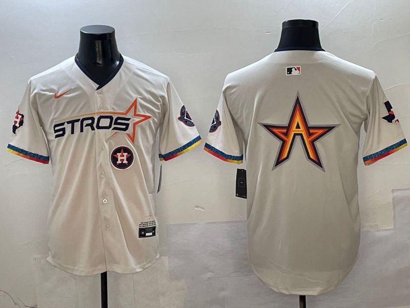 Men Houston Astros Blank Cream Fourth generation Joint Name 2025 Nike MLB Jersey style 4145